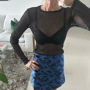 Zara Black & Silver Mesh Top